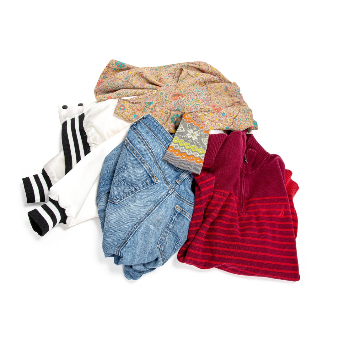 Fabrics & Clothing a pile of Fabrics & Clothing that can be recycled