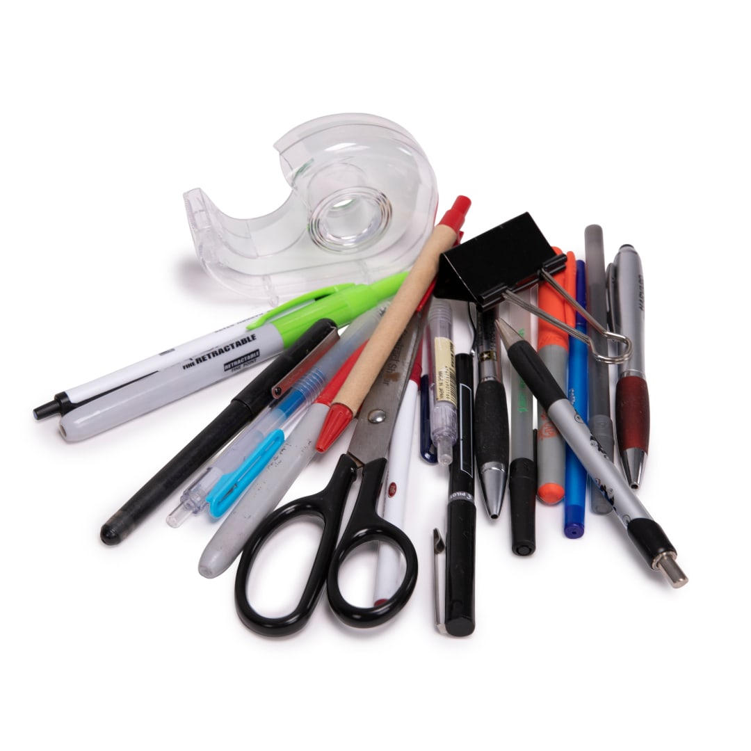 Office Supplies a pile of Office Supplies that can be recycled