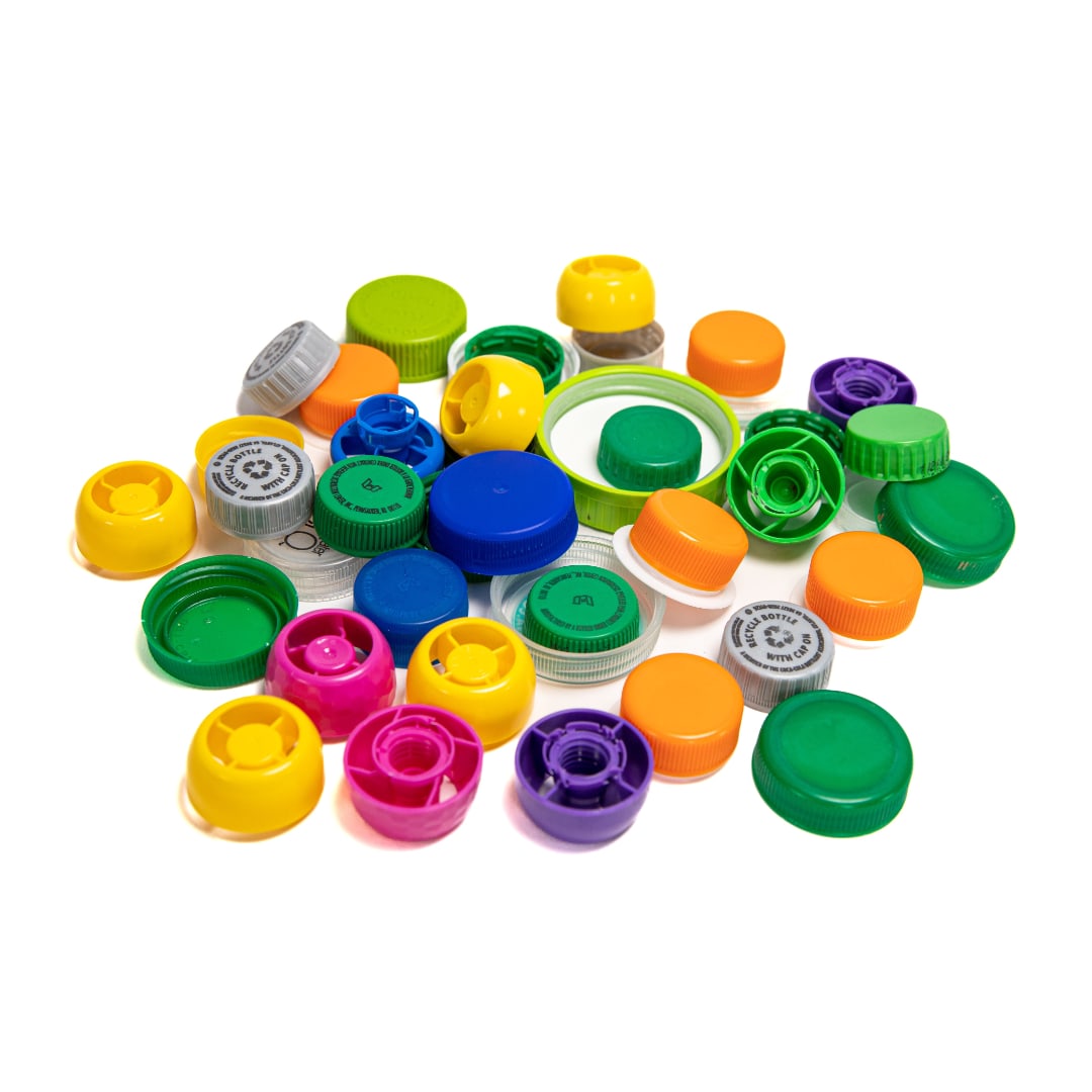 Plastic Bottle Caps a pile of Plastic Bottle Caps that can be recycled