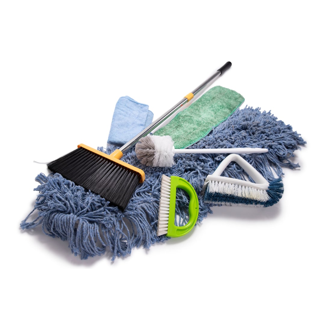 a pile of Used Cleaning Supplies that can be recycled