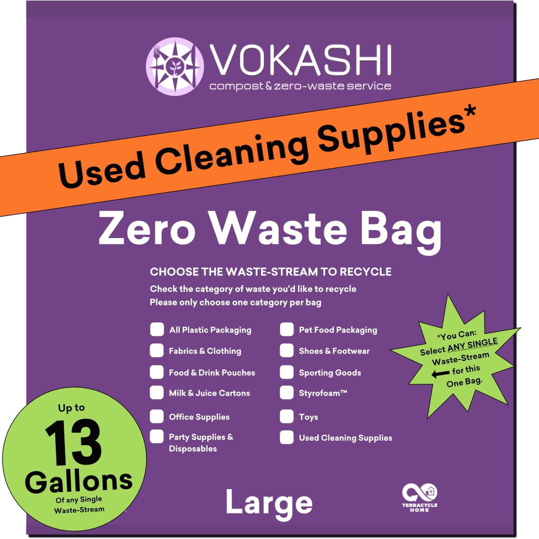 A 13 Gallon, Large, purple bag for recycling Used Cleaning Supplies or other hard-to-recycle waste streams